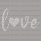 Valentine Love Heart Glitter DTF Transfer – Ready to Press - DTF NOVA