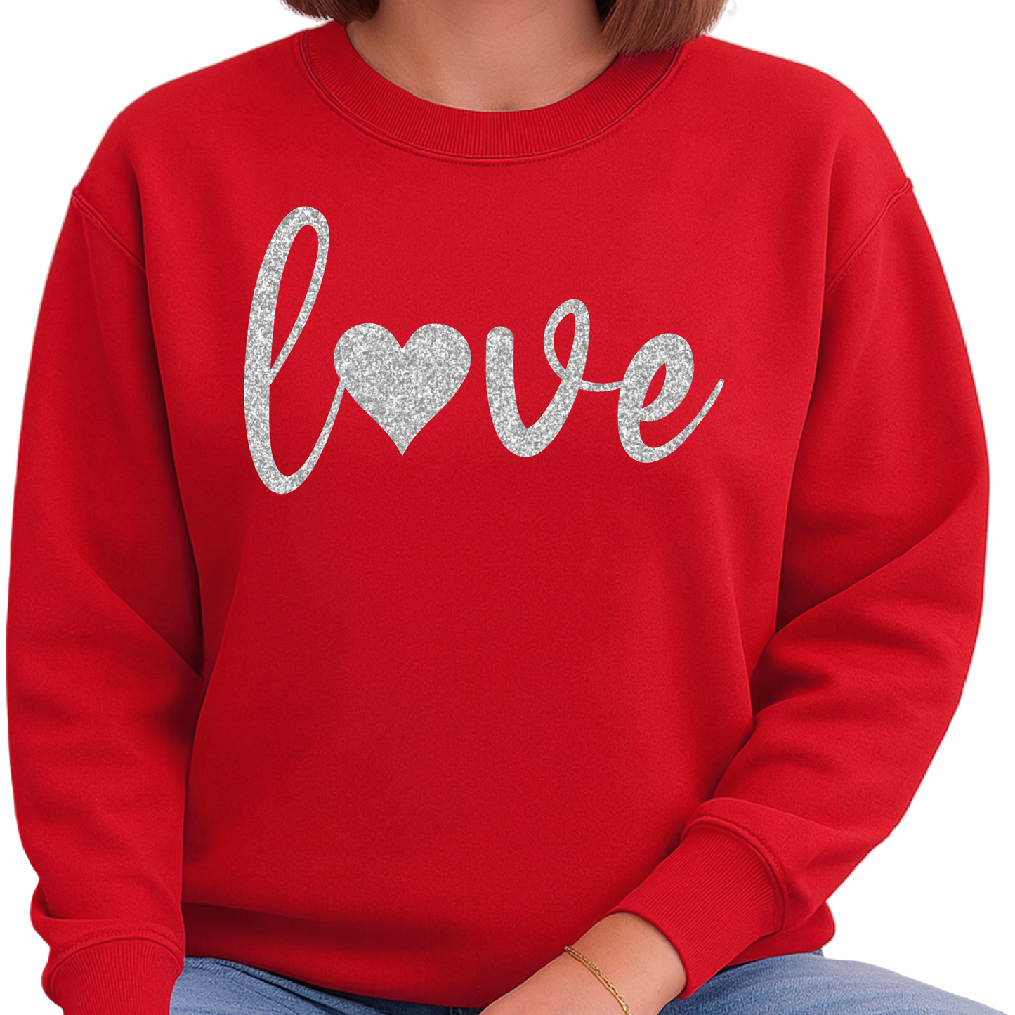 Valentine Love Heart Glitter DTF Transfer – Ready to Press - DTF NOVA