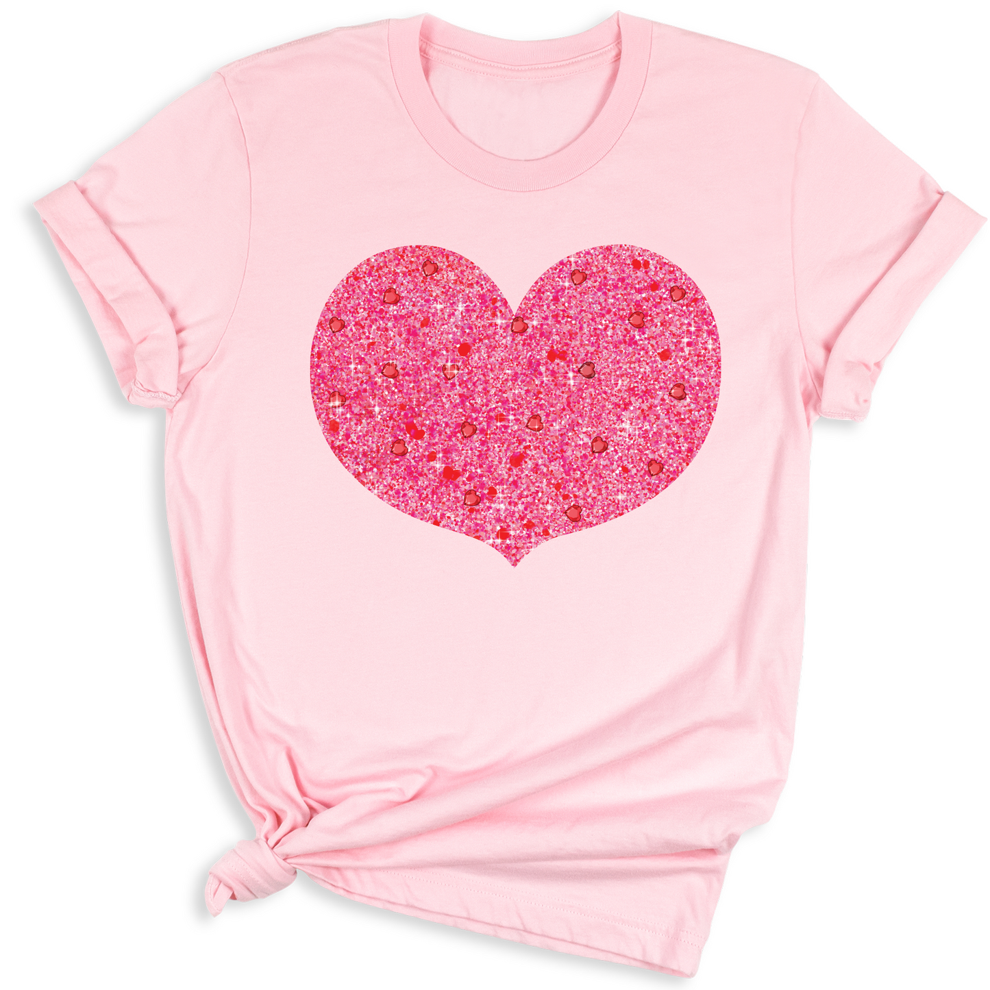 Glitter Pink Heart Valentine DTF Transfer – Ready to Press - DTF NOVA