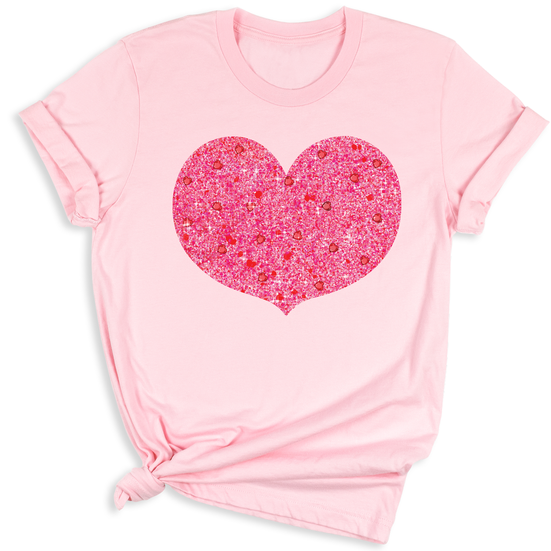 Glitter Pink Heart Valentine DTF Transfer – Ready to Press - DTF NOVA