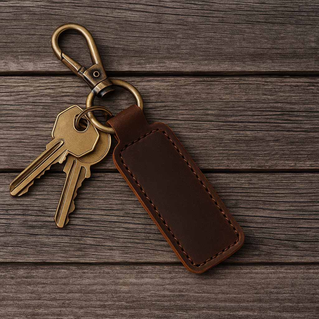 Custom Laser Engraved Leather Keychain