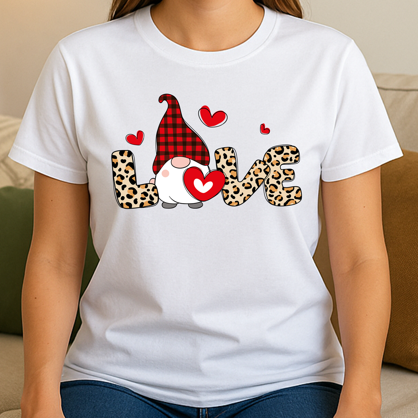 Love Buffalo Plaid Gnome Valentine DTF Ready to Press Transfer - DTF NOVA