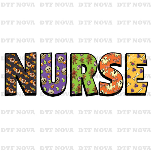 Halloween Nurse DTF Transfer – Spooky Nurse Ready to Press Heat Transfer