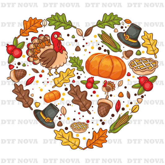 Fall Pumpkin Heart DTF Transfer – Funny Thanksgiving & Halloween Ready to Press Heat Transfer