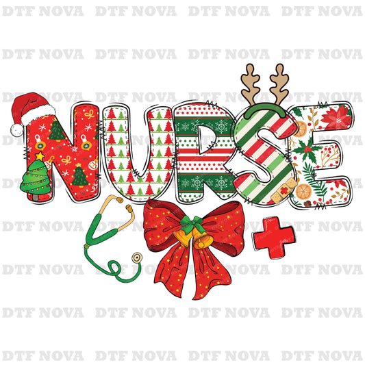 Nurse Christmas DTF Transfer – Holiday Nursing Shirt Ready to Press
