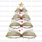 Books Tree Christmas DTF Transfer – Book Lover Holiday Ready to Press Heat Transfer