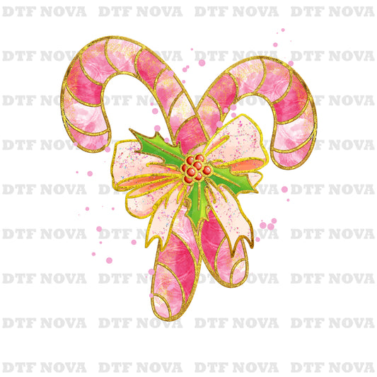 Christmas Candy Cane Bow DTF Transfer – Coquette Holiday Ready to Press
