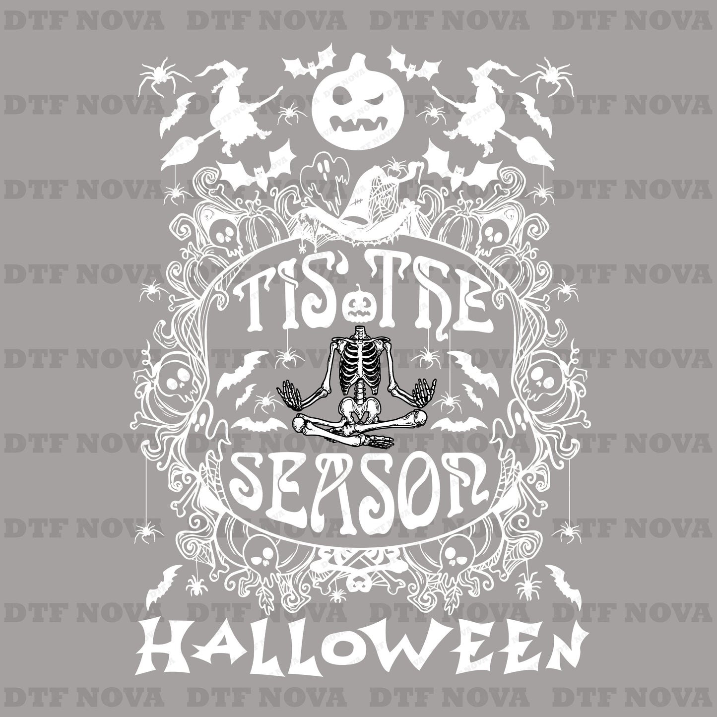 Tis The Season DTF Transfer – Halloween Skeleton Ready to Press Heat Transfer