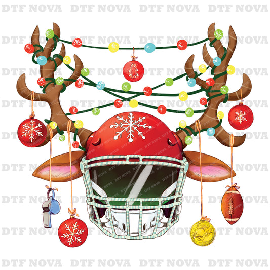 Football Christmas DTF Transfer – Santa Hat Sports Holiday Ready to Press