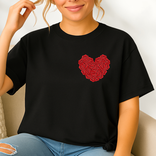 Red Roses Heart DTF Transfer – Valentine Ready to Press Print - DTF NOVA