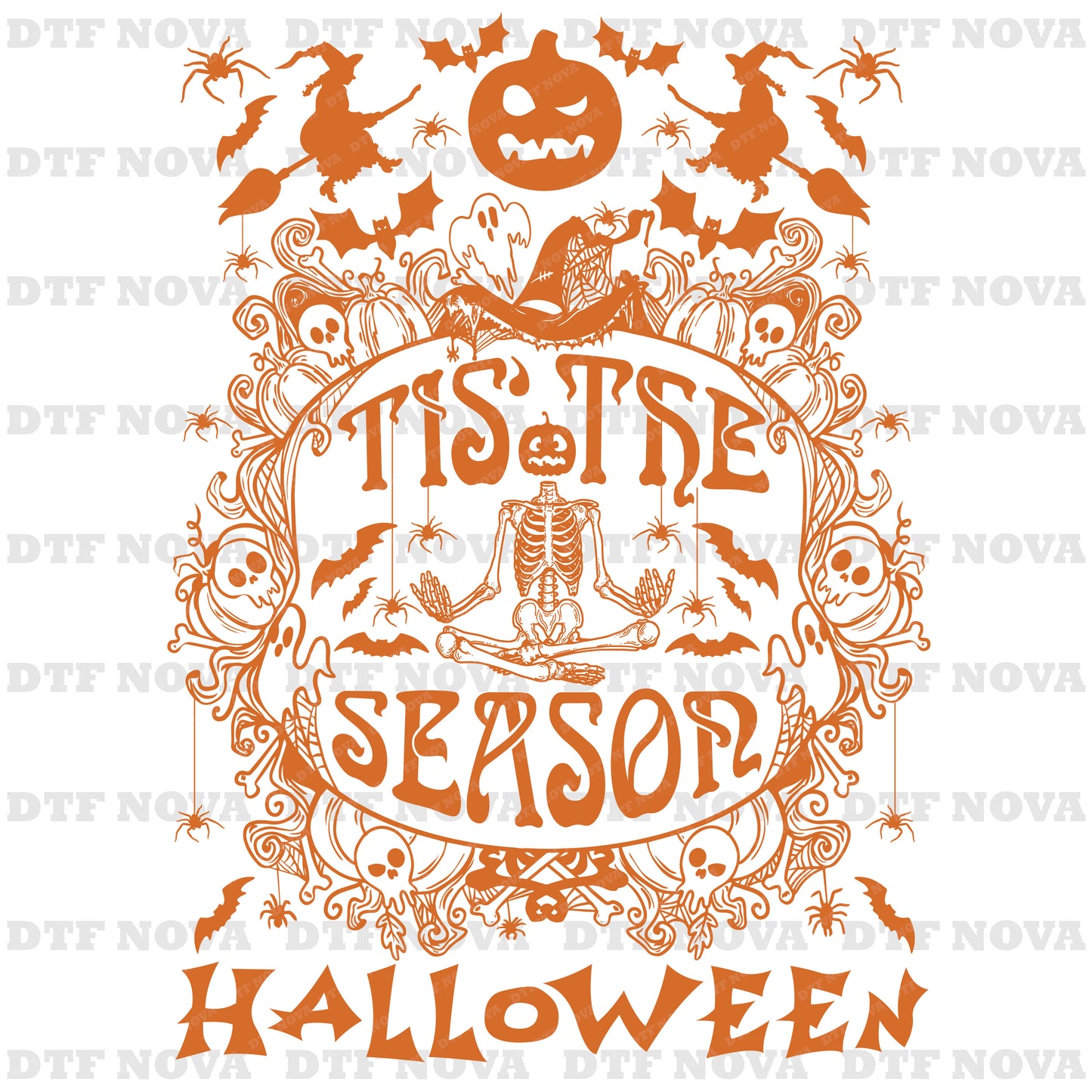 Tis The Season DTF Transfer – Halloween Skeleton Ready to Press Heat Transfer