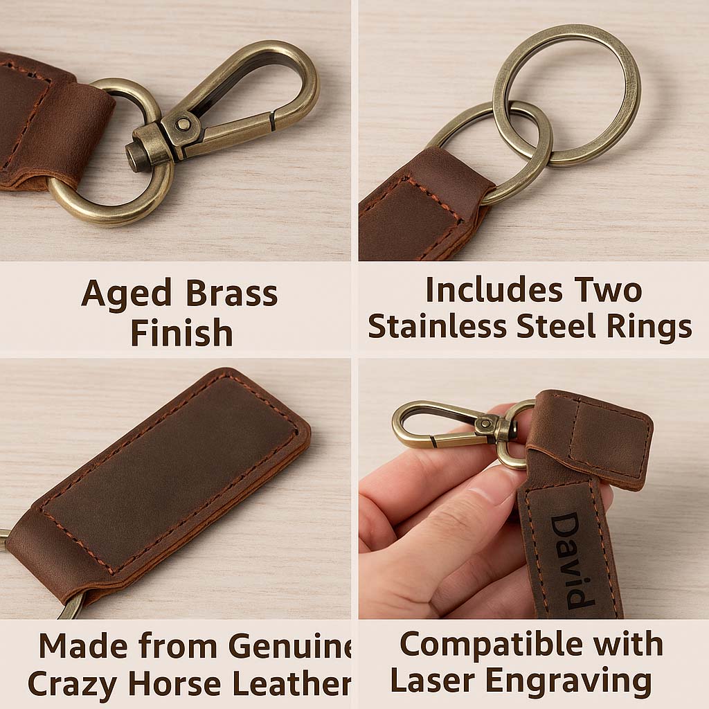 Custom Laser Engraved Leather Keychain