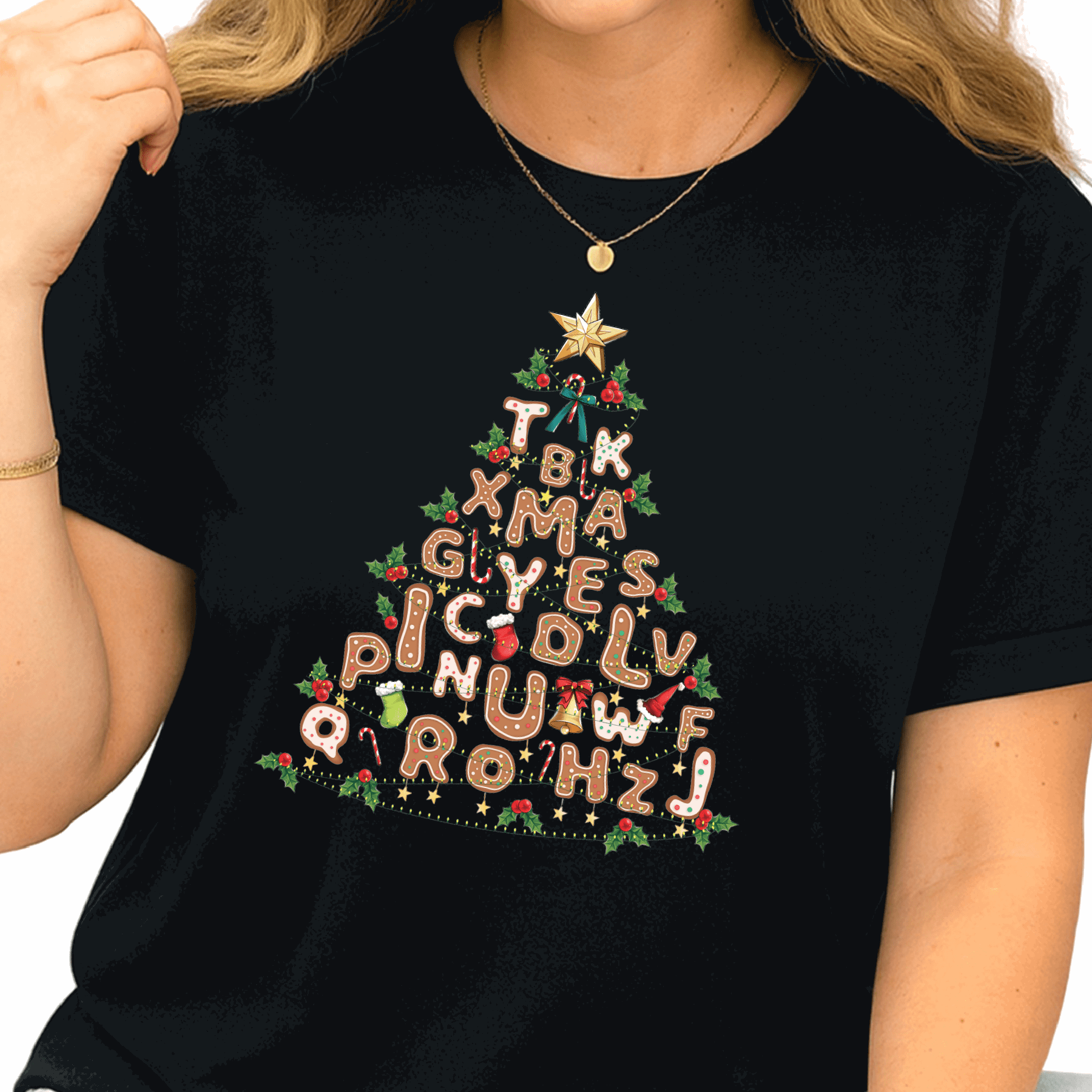 Alphabet Christmas Tree DTF Transfer – Teacher Holiday Lights Ready to Press - DTF NOVA