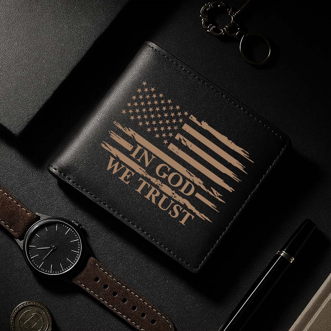 Personalized RFID Leather Wallet – Black