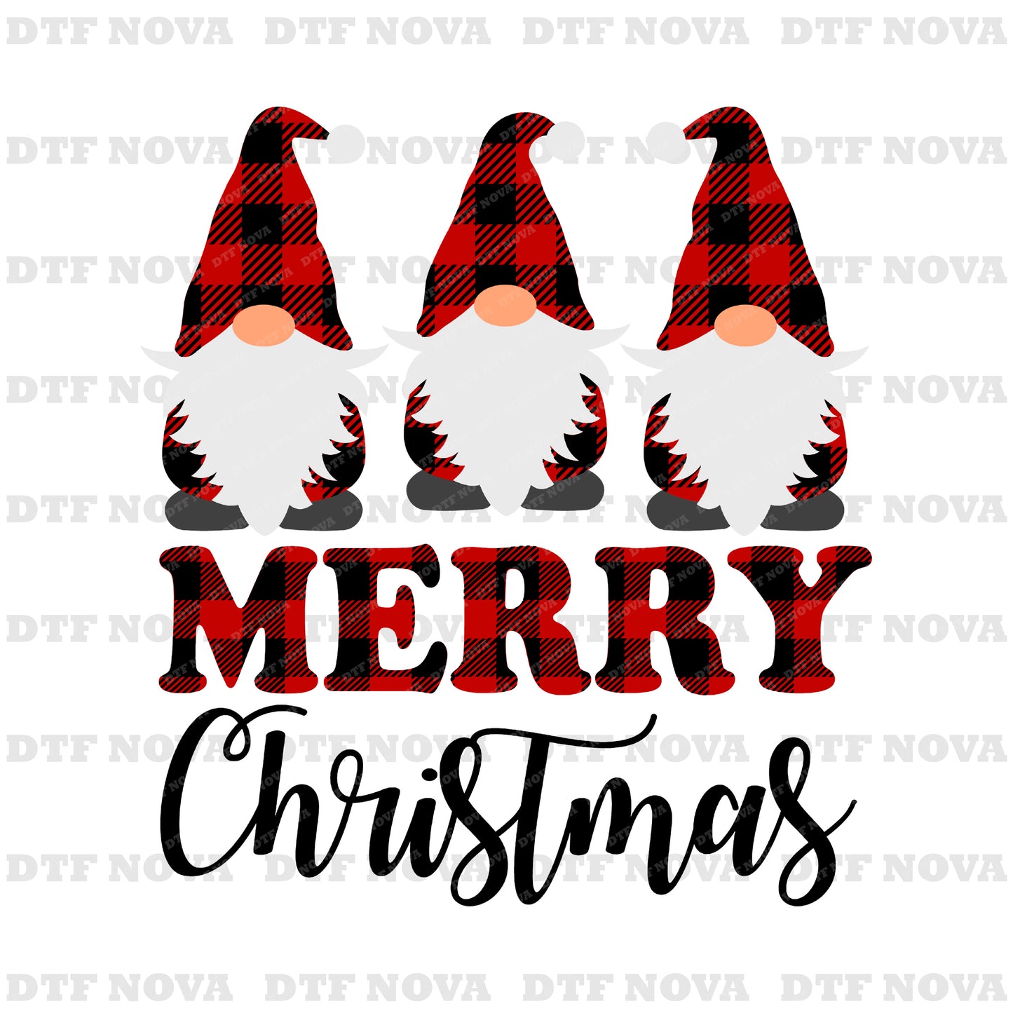 Buffalo Plaid Gnomes Merry Christmas DTF Transfer – Holiday Ready to Press