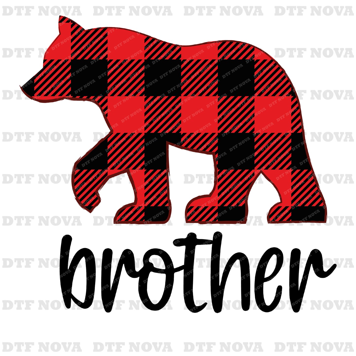 Buffalo Plaid Bear Family DTF Transfer – Christmas Matching Ready to Press Heat Transfer