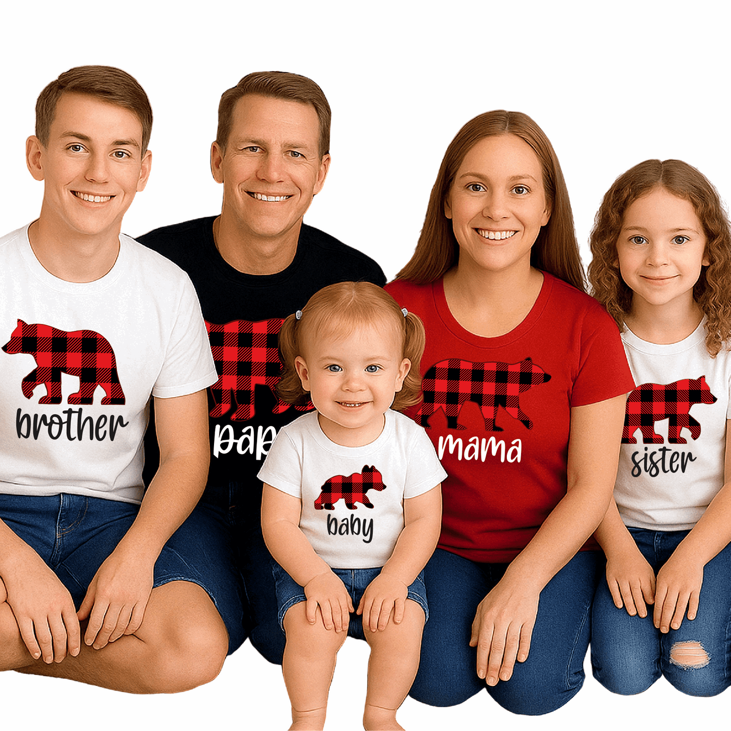 Buffalo Plaid Bear Family DTF Transfer – Christmas Matching Ready to Press Heat Transfer - DTF NOVA