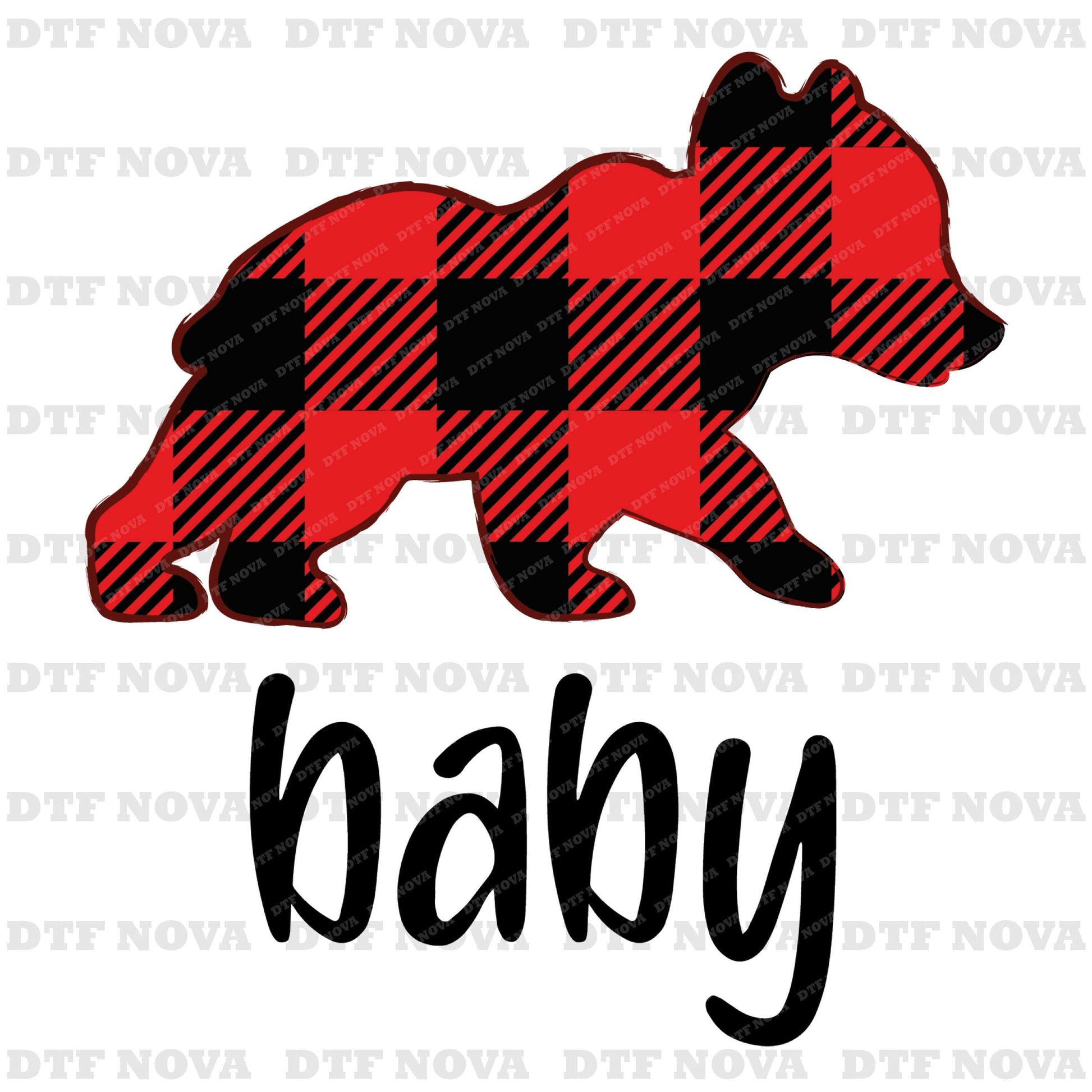 Buffalo Plaid Bear Family DTF Transfer – Christmas Matching Ready to Press Heat Transfer - DTF NOVA