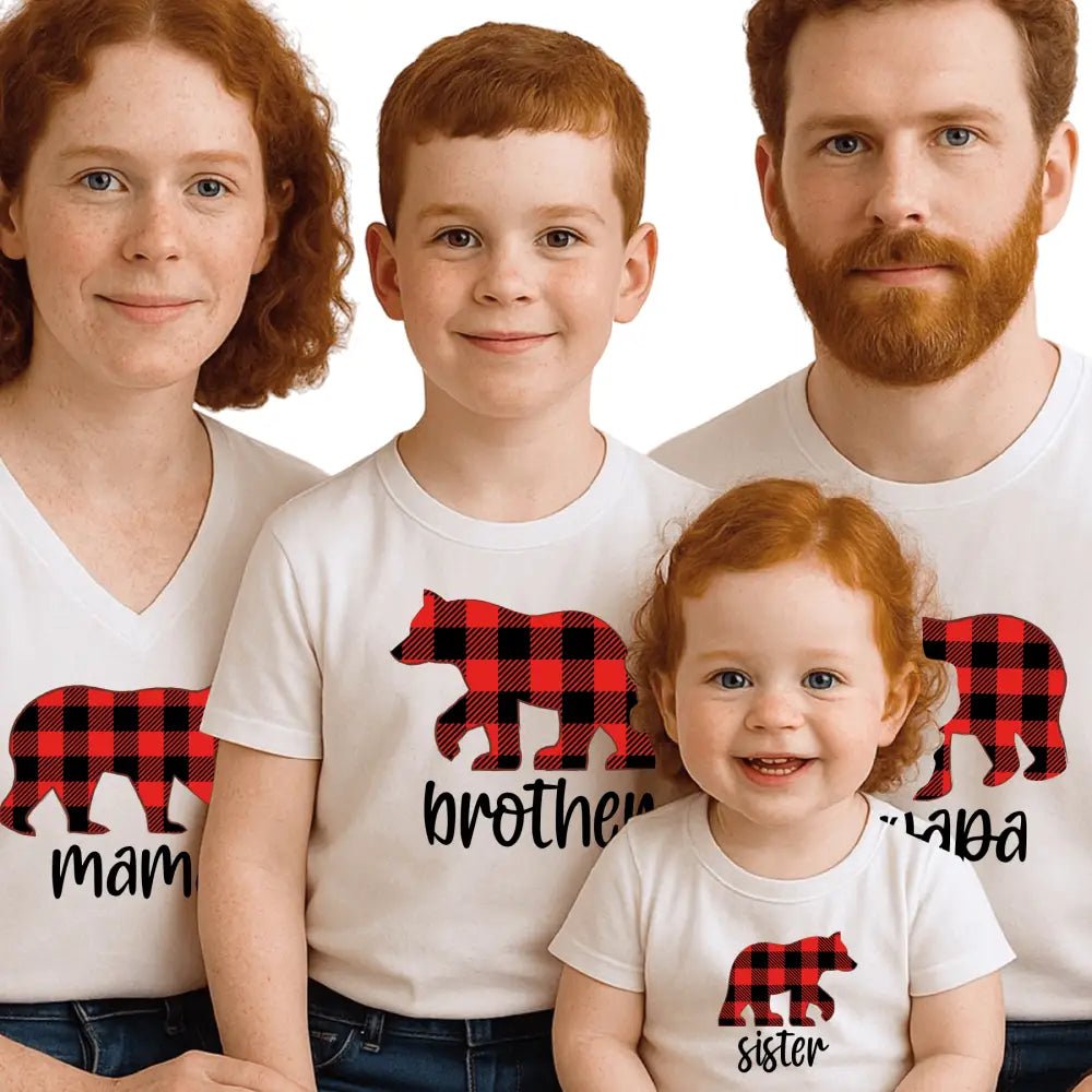 Buffalo Plaid Bear Family DTF Transfer – Christmas Matching Ready to Press Heat Transfer - DTF NOVA - Ready DTF Transfers - NOVA DTF