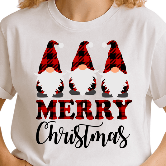 Buffalo Plaid Gnomes Merry Christmas DTF Transfer – Holiday Ready to Press - DTF NOVA