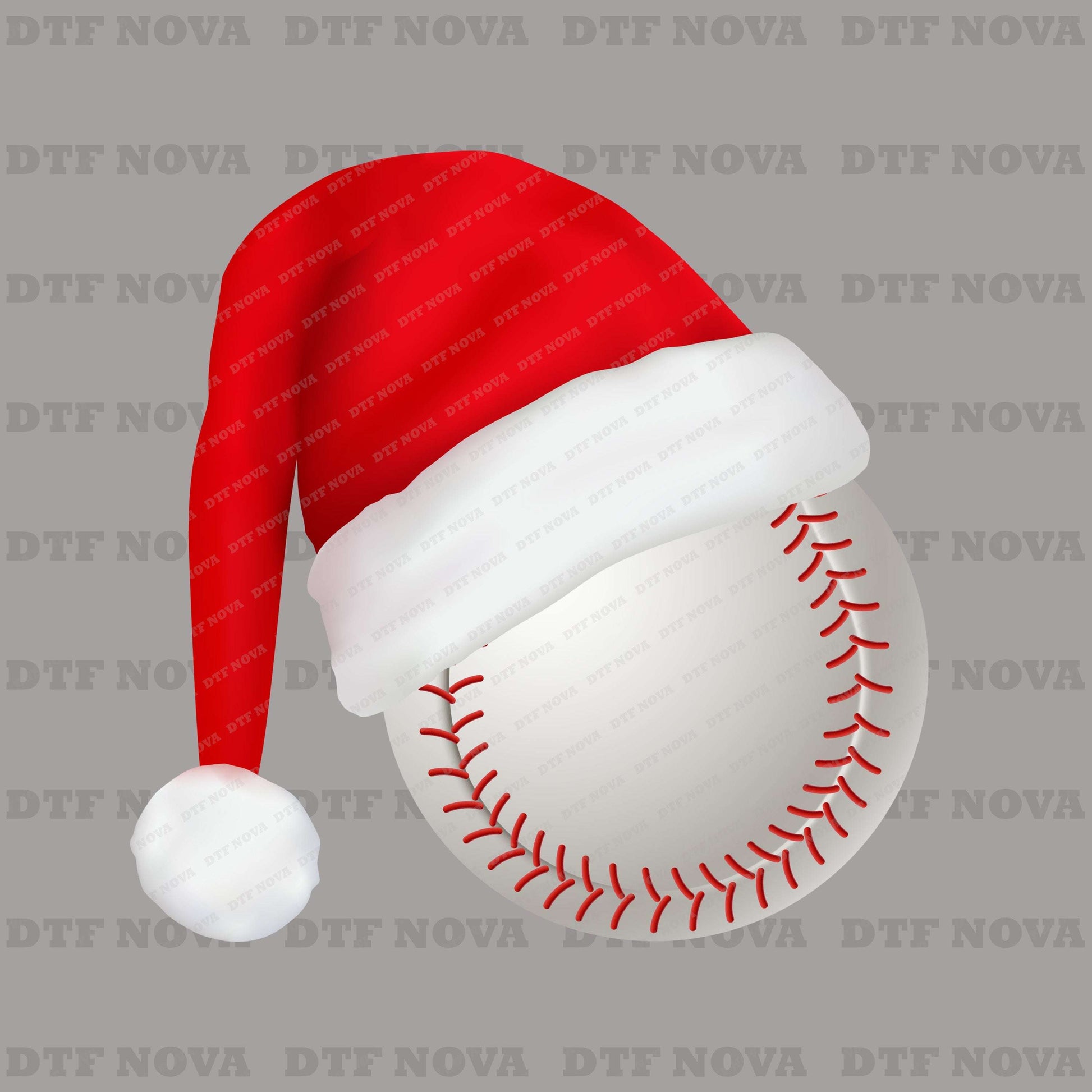 Christmas Baseball Ball with Santa Hat DTF Transfer – Ready to Press Heat Transfer - DTF NOVA