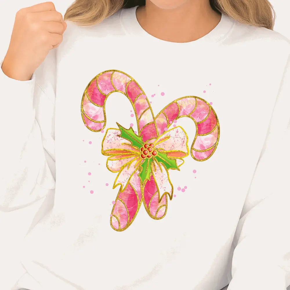 Christmas Candy Cane Bow DTF Transfer – Coquette Holiday Ready to Press - DTF NOVA