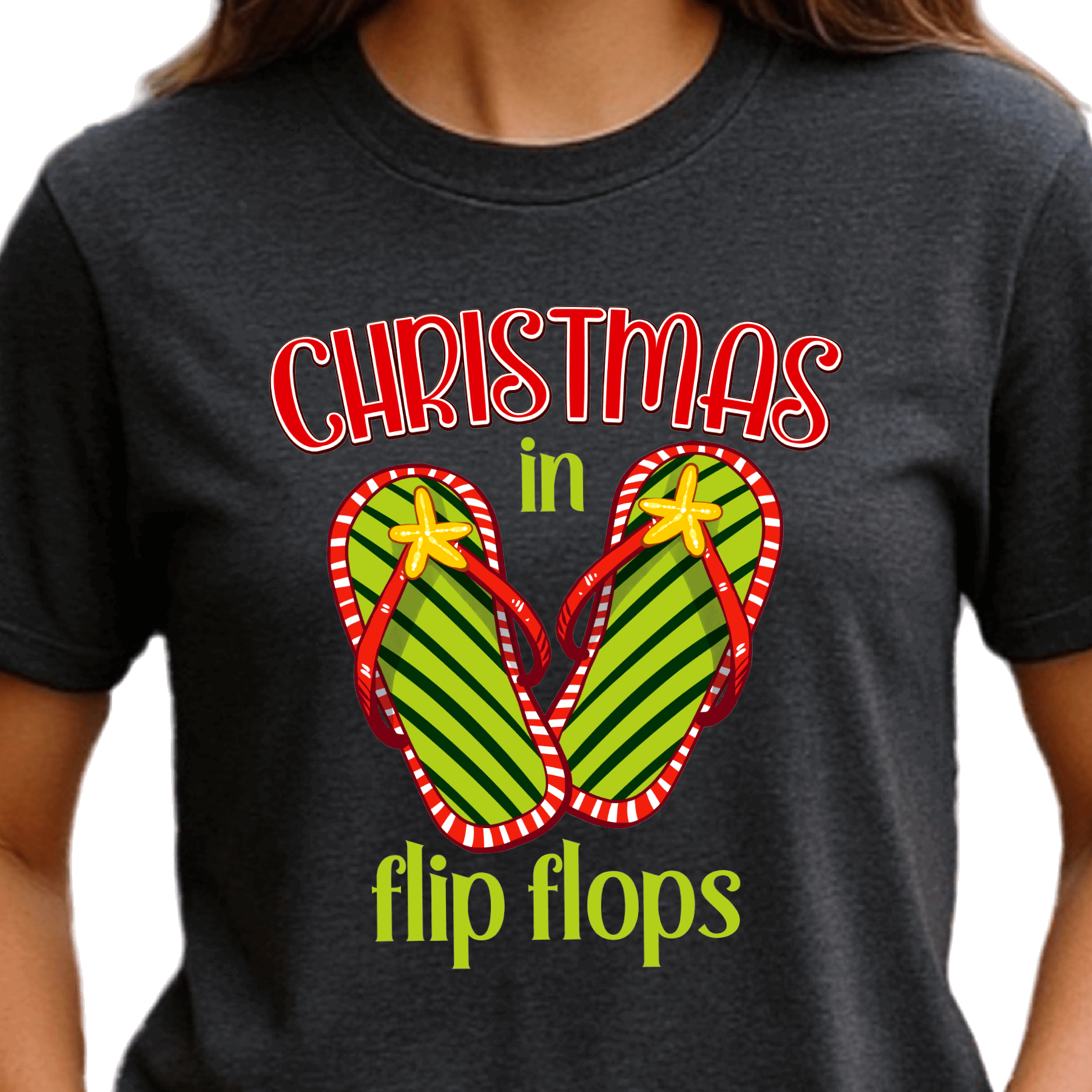 Christmas in Flip Flops DTF Transfer – Tropical Summer Christmas Ready to Press Heat Transfer - DTF NOVA