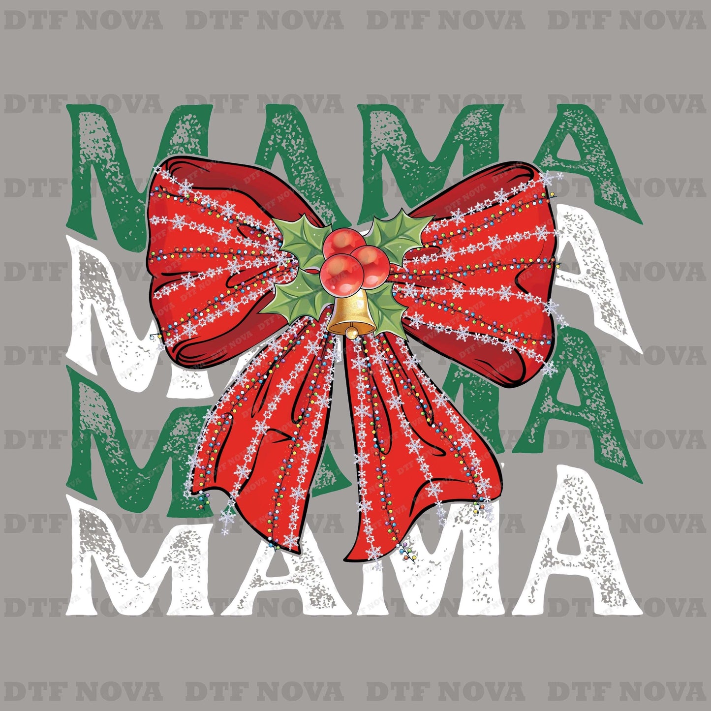 Christmas Mama DTF Transfer – Coquette Bow Holiday Ready to Press - DTF NOVA