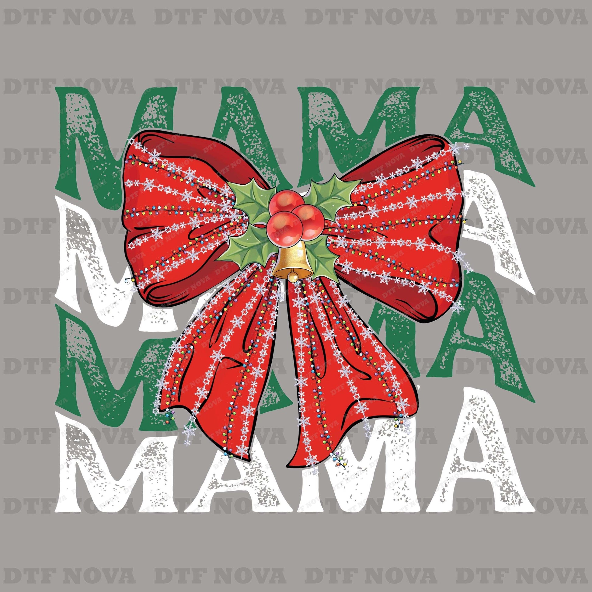 Christmas Mama DTF Transfer – Coquette Bow Holiday Ready to Press - DTF NOVA