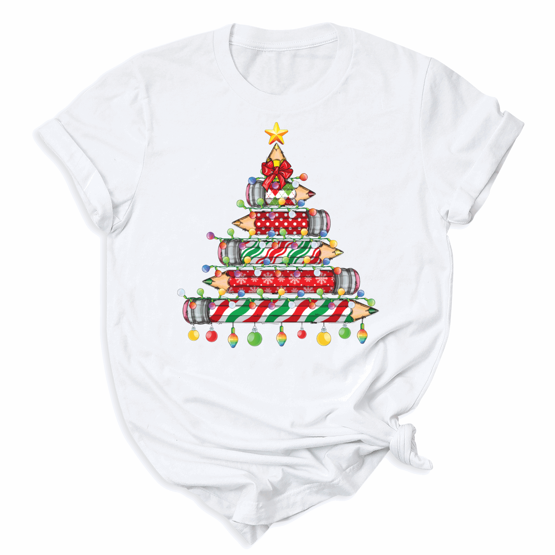 Christmas Pencil Tree Teacher DTF Transfer – Ready to Press Heat Transfers - DTF NOVA