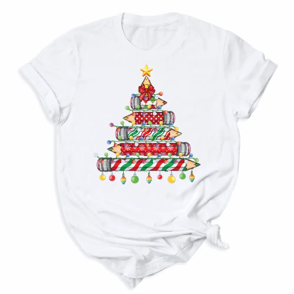 Christmas Pencil Tree Teacher DTF Transfer – Ready to Press Heat Transfers - DTF NOVA - Ready DTF Transfers - NOVA DTF