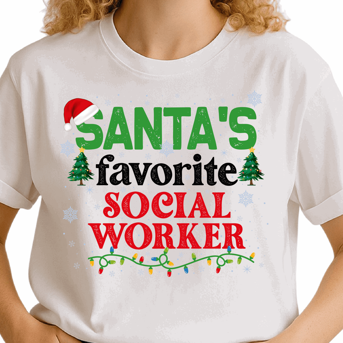 Christmas Santa’s Favorite Social Worker DTF Transfer – Ready to Press Heat Transfer for T-Shirts, Sweatshirts & Hoodies - DTF NOVA