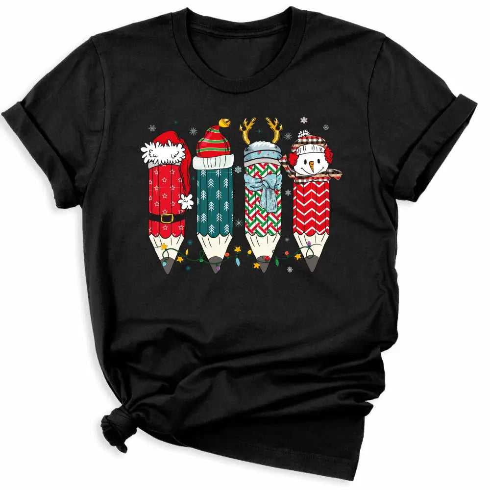 Christmas Teacher Pencil Tree DTF Transfer – Holiday Teacher Shirt Ready to Press - DTF NOVA