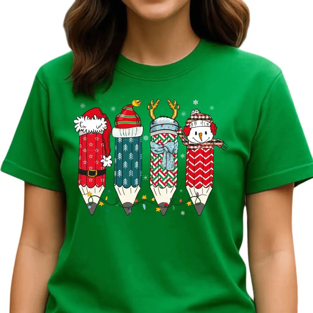 Christmas Teacher Pencil Tree DTF Transfer – Holiday Teacher Shirt Ready to Press - DTF NOVA - Ready DTF Transfers - NOVA DTF