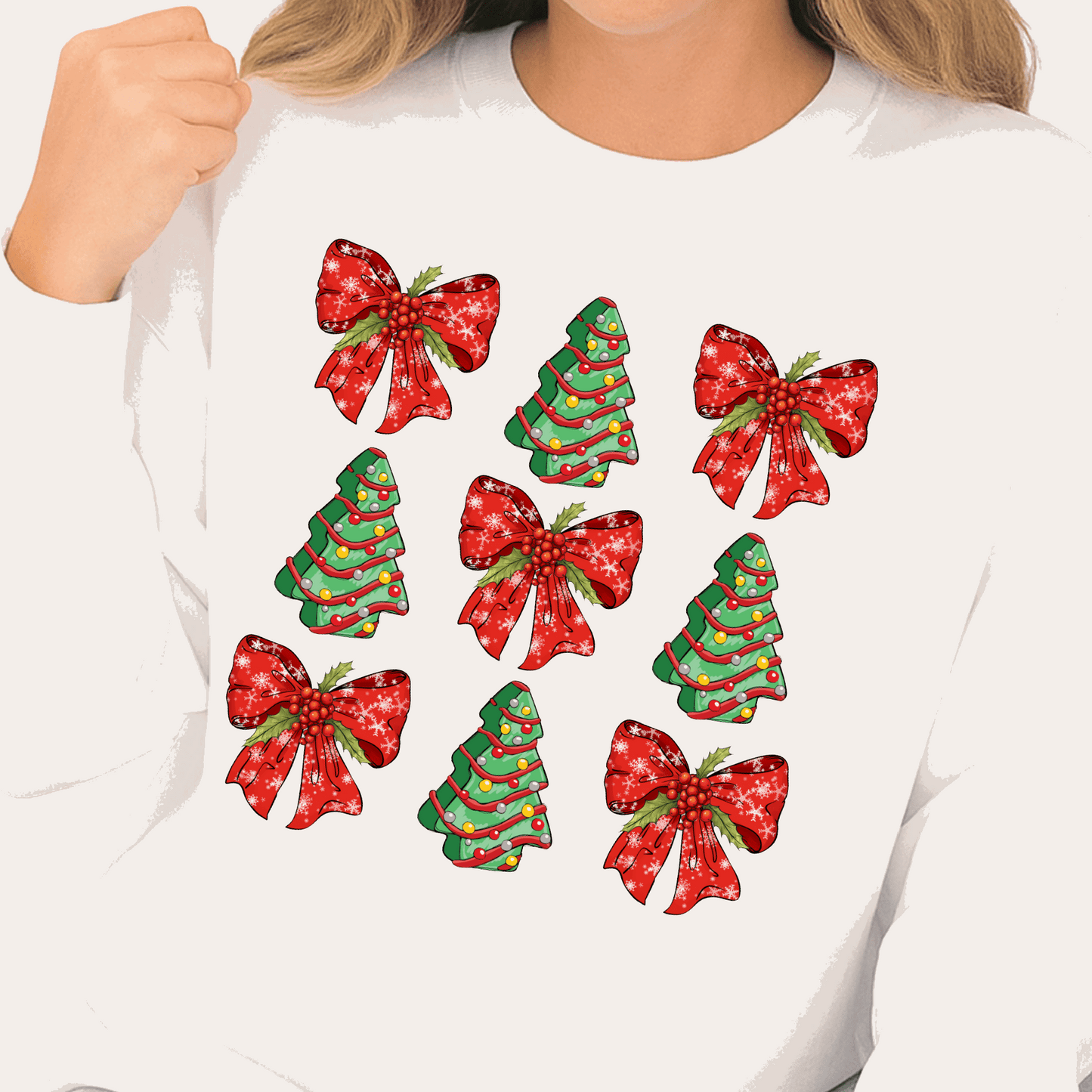 Coquette Bow Christmas Tree DTF Transfer – Girly Holiday Ready to Press - DTF NOVA