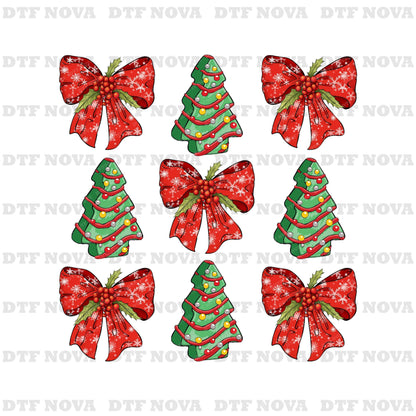 Coquette Bow Christmas Tree DTF Transfer – Girly Holiday Ready to Press - DTF NOVA