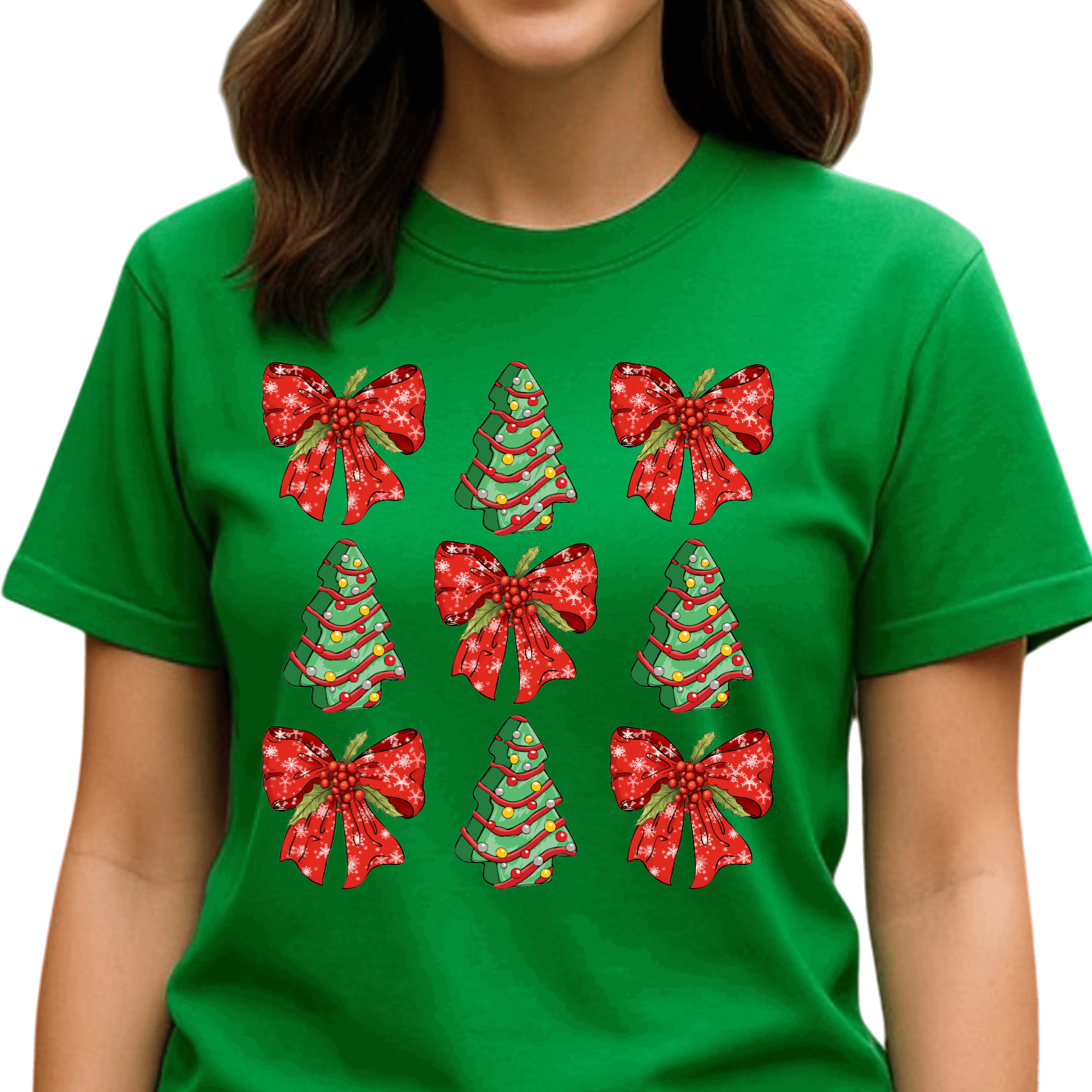 Coquette Bow Christmas Tree DTF Transfer – Girly Holiday Ready to Press - DTF NOVA