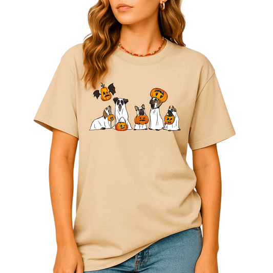 Cute Ghost Dogs Halloween DTF Transfer | Ready to Press | Pumpkin Dog Lover Halloween Heat Transfer - DTF NOVA