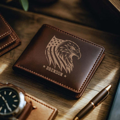 Personalized RFID Leather Wallet – Dark Brown – Nova DTF