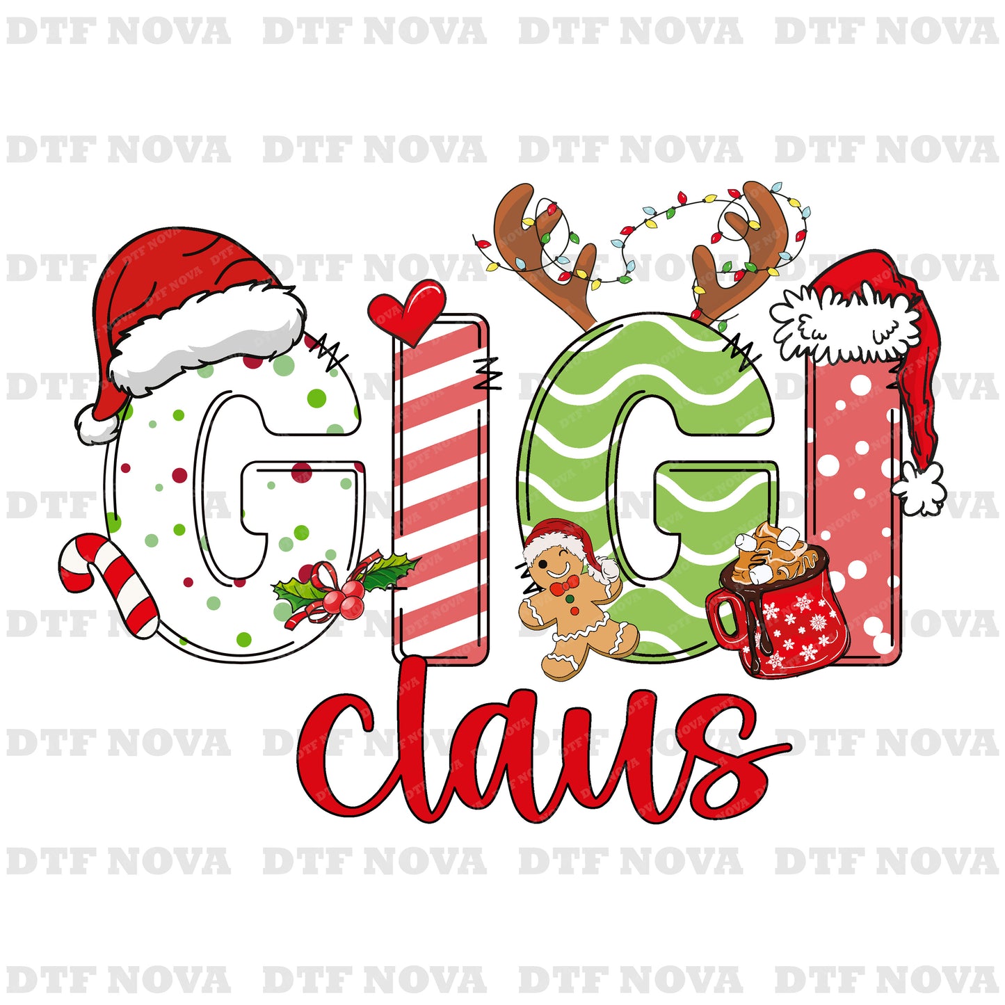 Gigi Claus DTF Transfer – Mama & Grandma Christmas Shirt Ready to Press