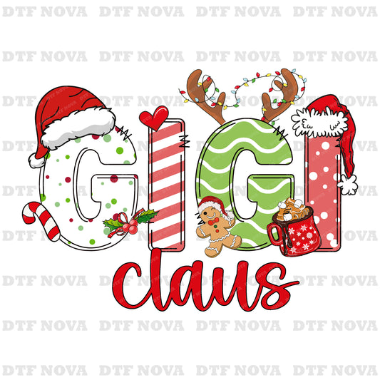 Gigi Claus DTF Transfer – Mama & Grandma Christmas Shirt Ready to Press