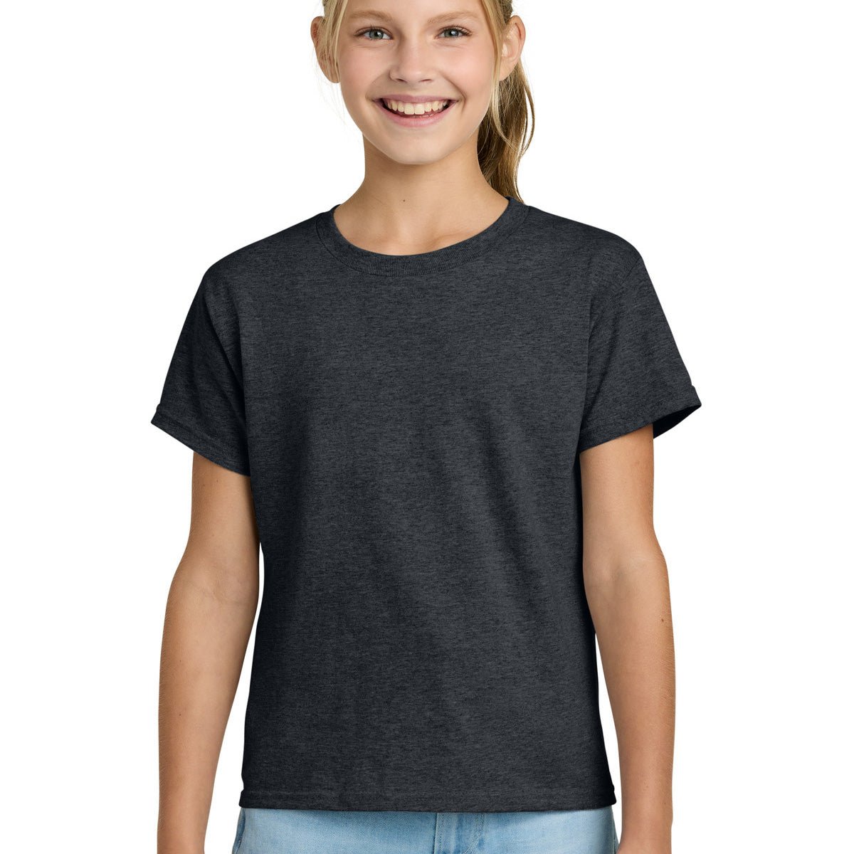 Custom printed Gildan Youth Light Cotton T-Shirt – Dark Grey Heather