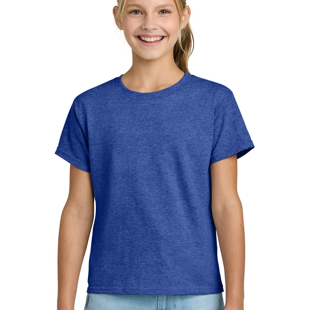 Custom printed Gildan Youth Light Cotton T-Shirt – Heather Royal