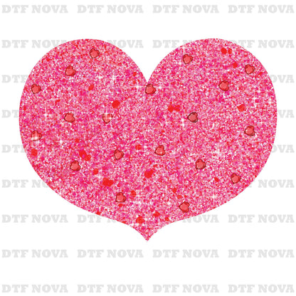 Glitter Pink Heart Valentine DTF Transfer – Ready to Press - DTF NOVA - Ready DTF Transfers - NOVA DTF