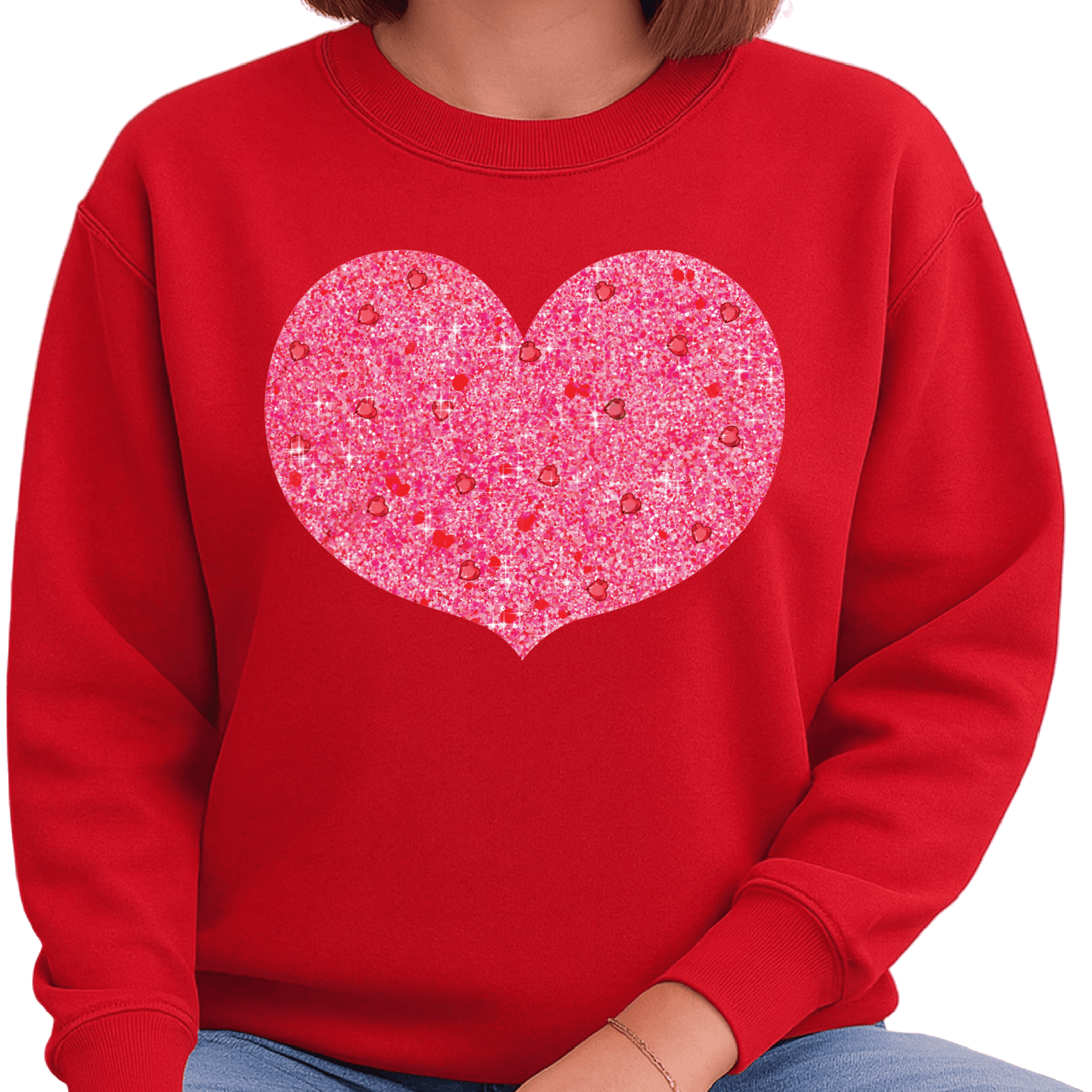Glitter Pink Heart Valentine DTF Transfer – Ready to Press - DTF NOVA - Ready DTF Transfers - NOVA DTF
