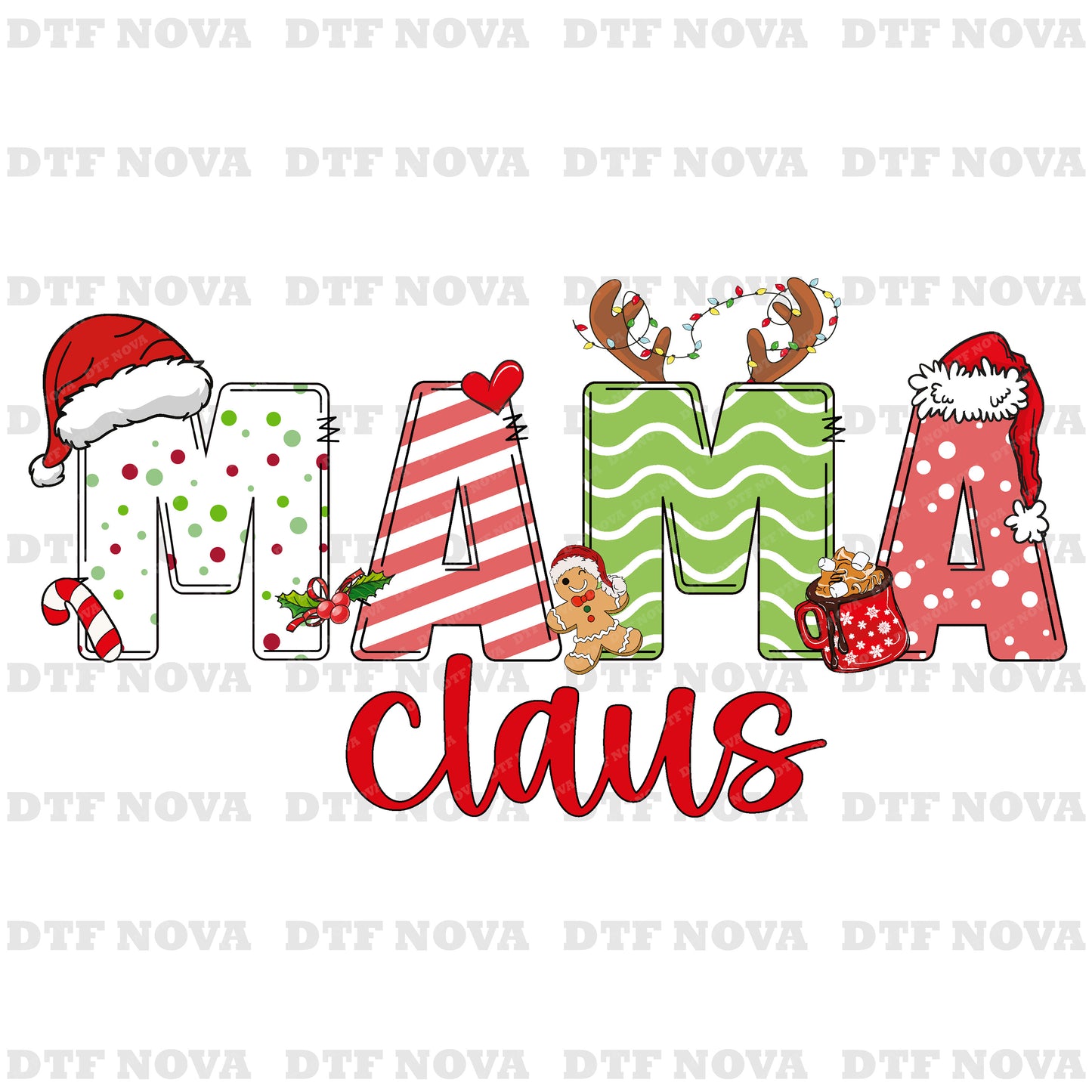 Mama Claus DTF Transfer – Christmas Family Shirt Ready to Press