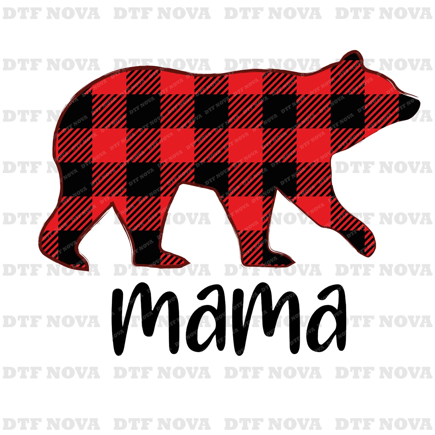 Buffalo Plaid Bear Family DTF Transfer – Christmas Matching Ready to Press Heat Transfer