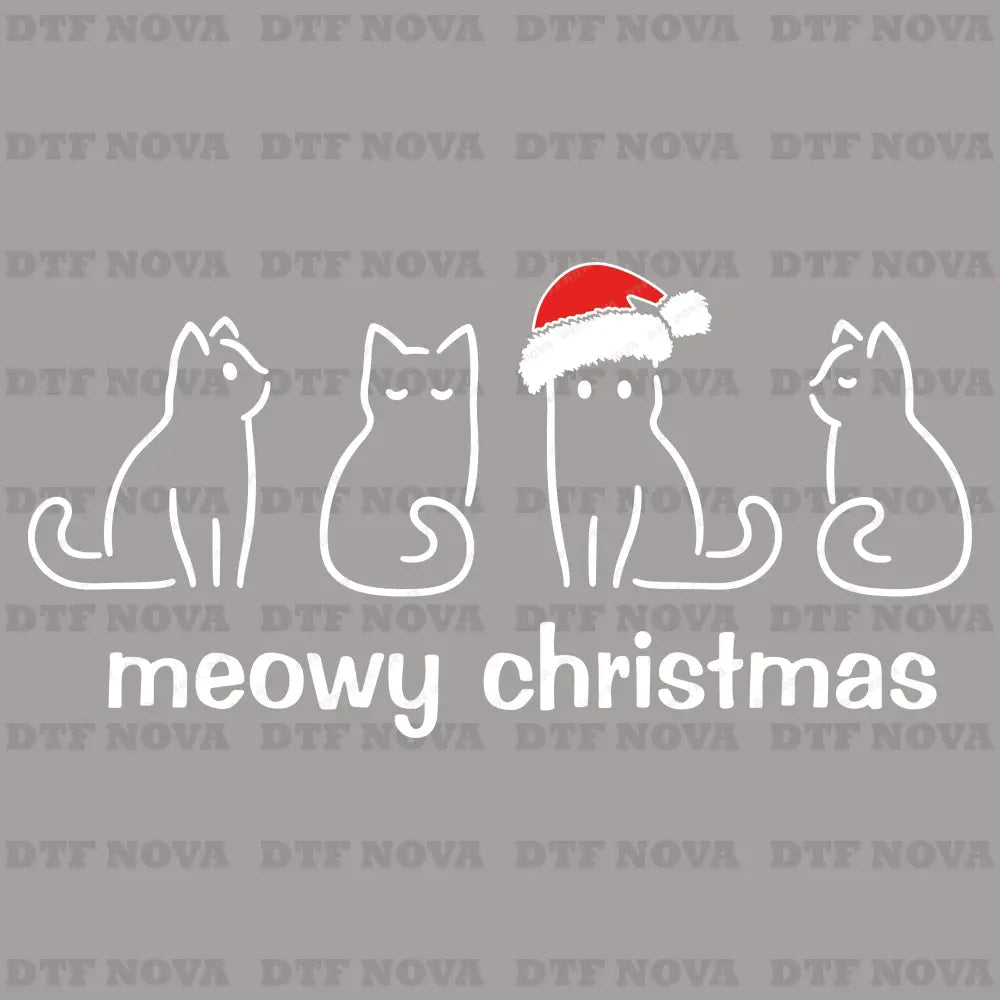Meowy Christmas Cat DTF Transfer – Ready to Press Heat Transfers - DTF NOVA - Ready DTF Transfers - NOVA DTF