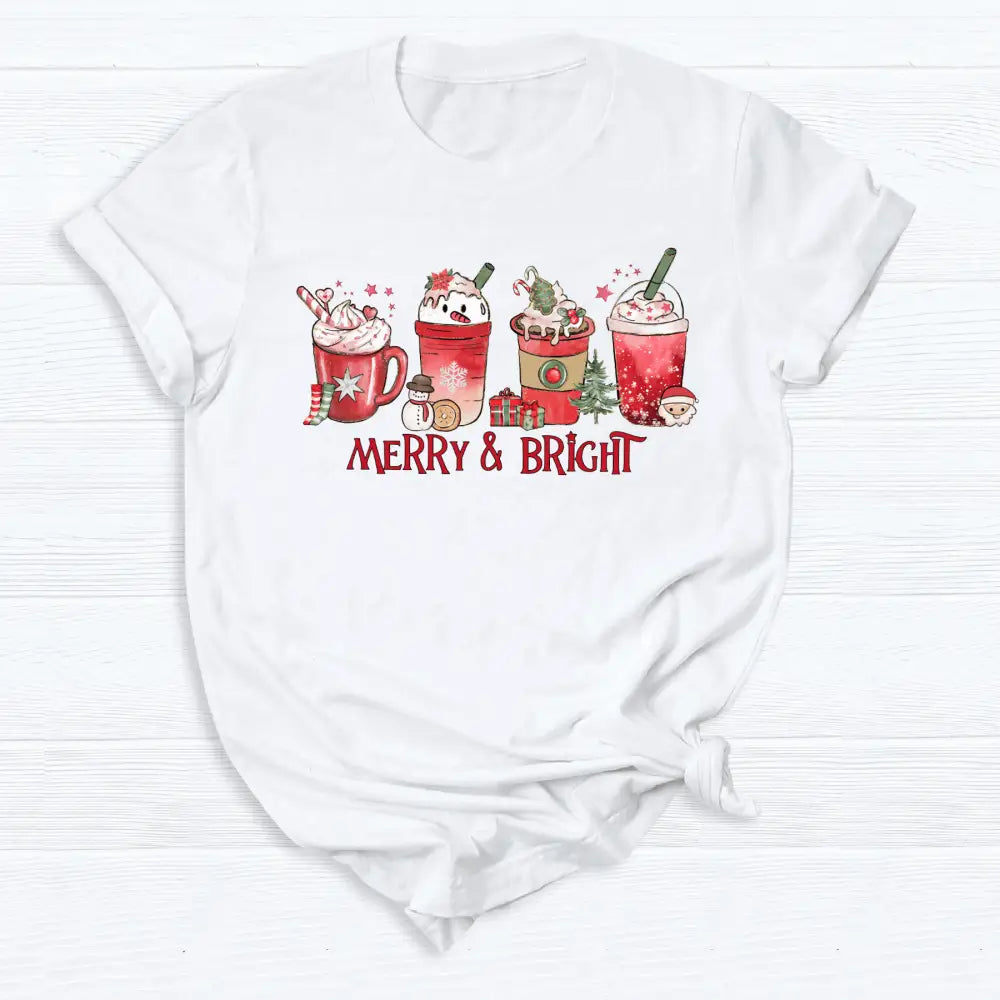 Merry and Bright DTF Transfer – Christmas Coffee Latte Holiday Ready to Press Heat Transfer - DTF NOVA