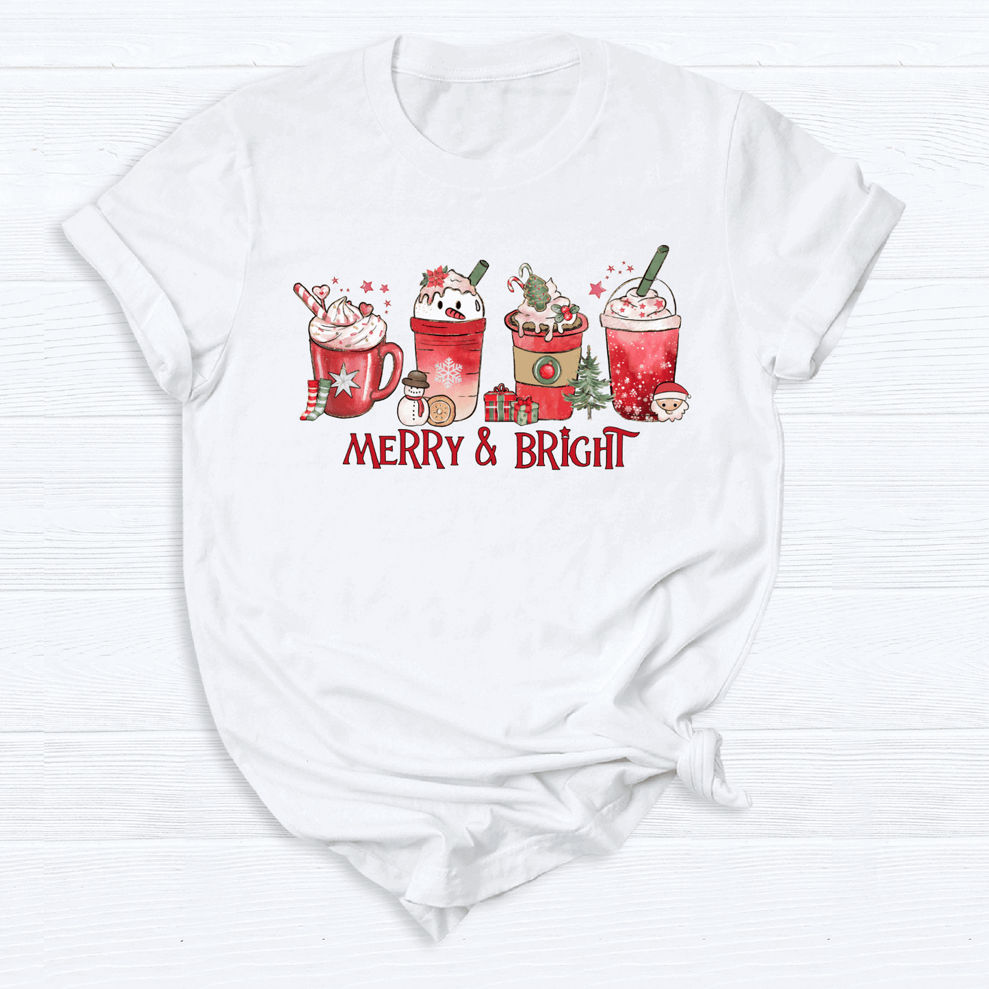 Merry and Bright DTF Transfer – Christmas Coffee Latte Holiday Ready to Press Heat Transfer - DTF NOVA